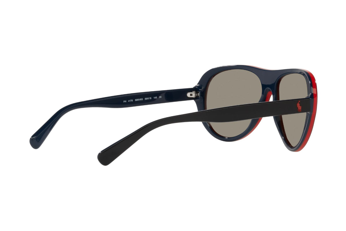 Lentes de Sol Shiny Black Red Navy Polo Ralph Lauren